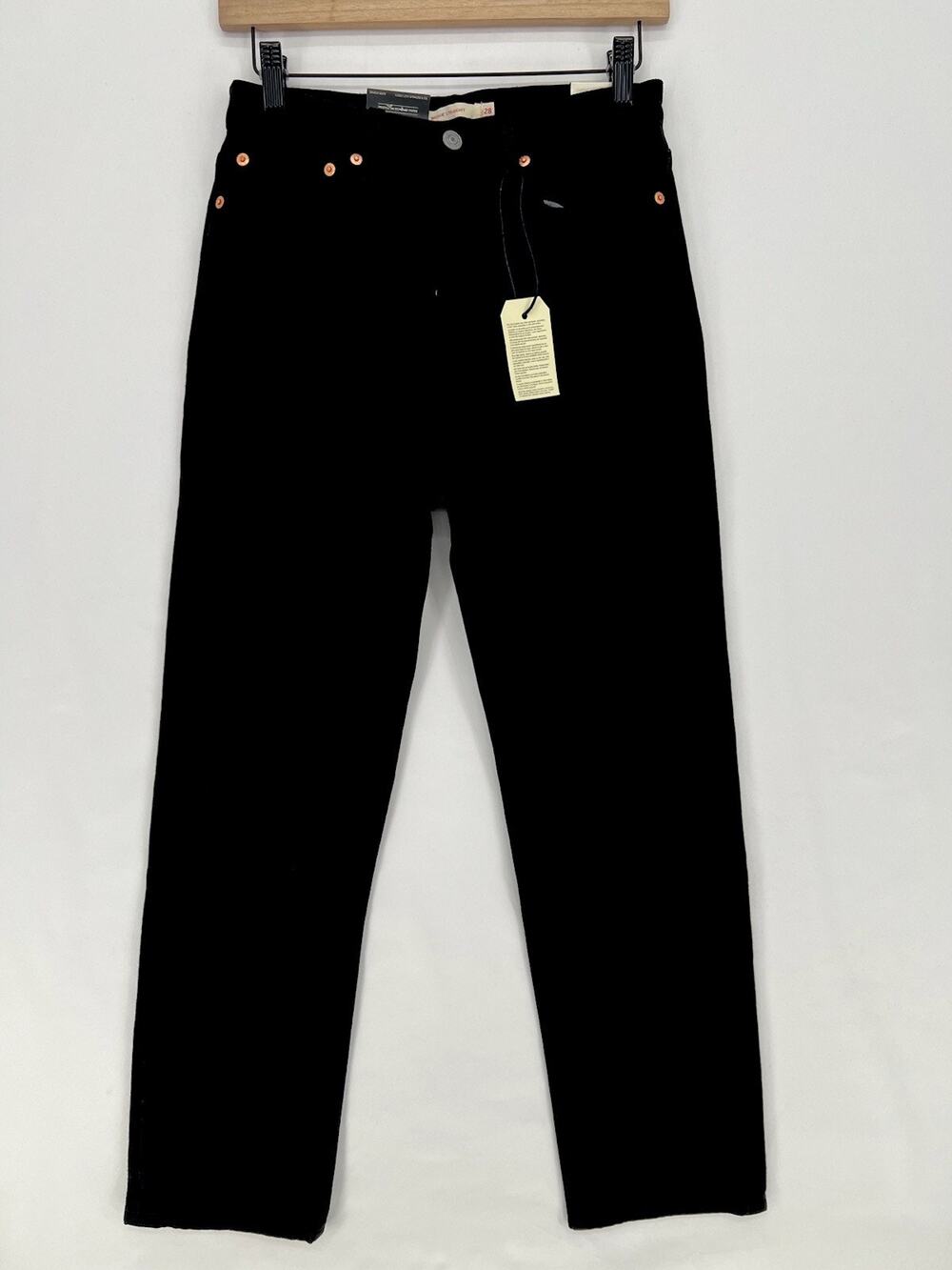 Levi's Premium Wedgie Straight Jeans Womens 28x28 Black High Rise NWT